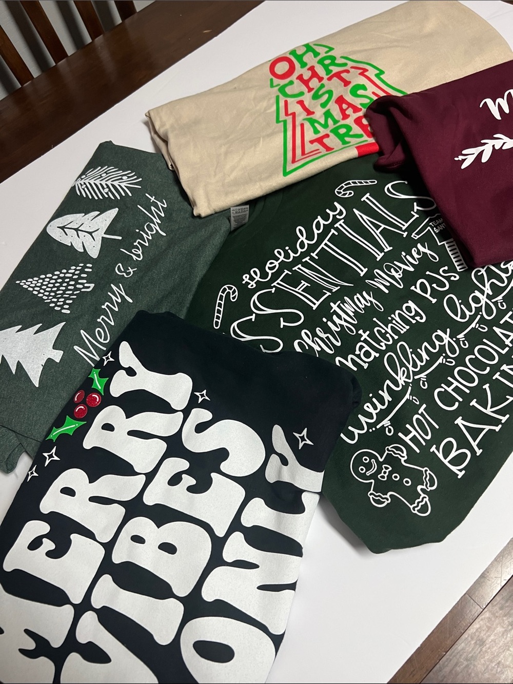 NEW Bundle of 5 Christmas Tees Size XL Various Colors Various Brands